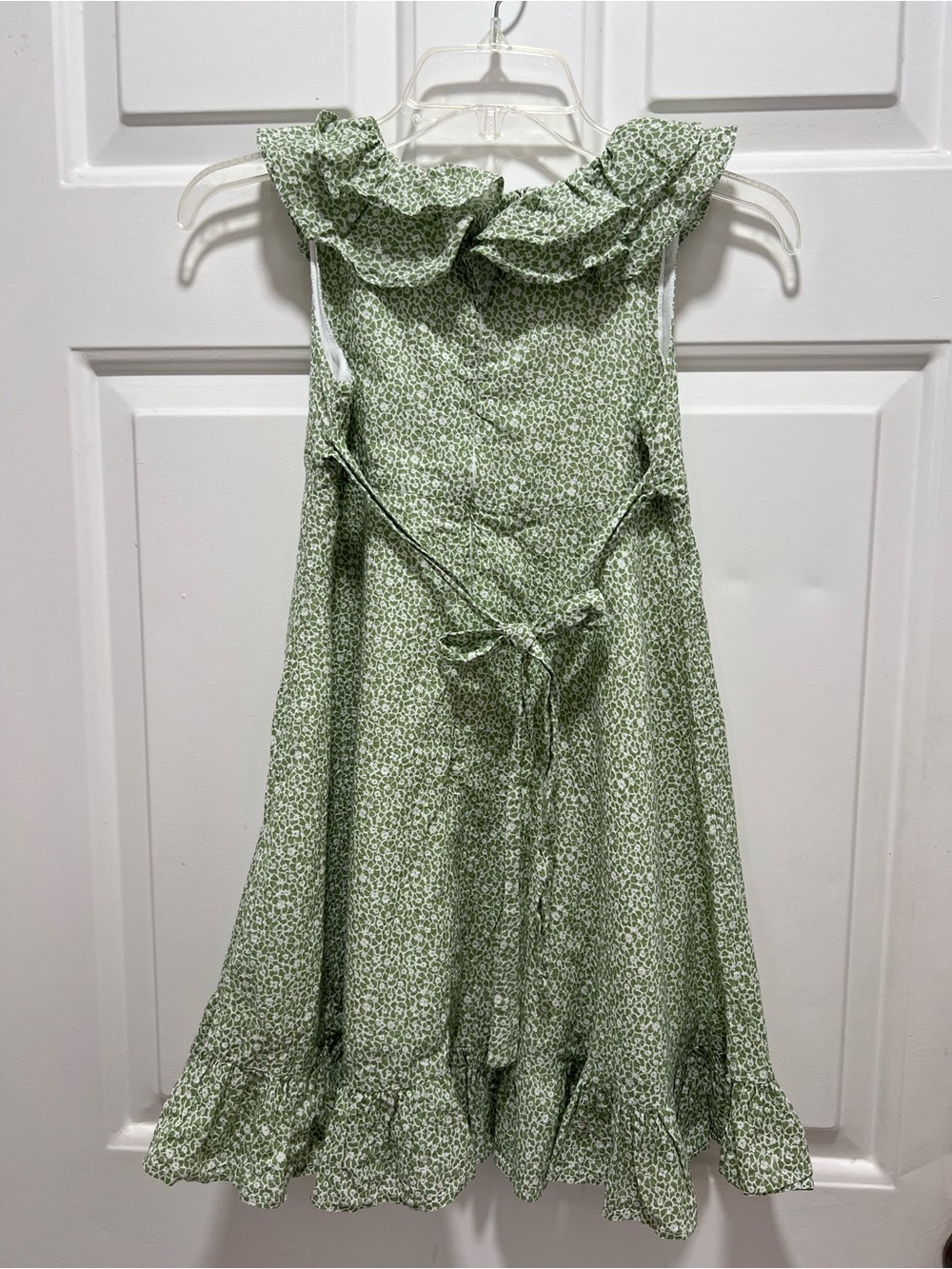 Aurora European Boutique Green Floral Ruffle Dress 100% Cotton Lined Size 6 30 - Picture 5 of 11